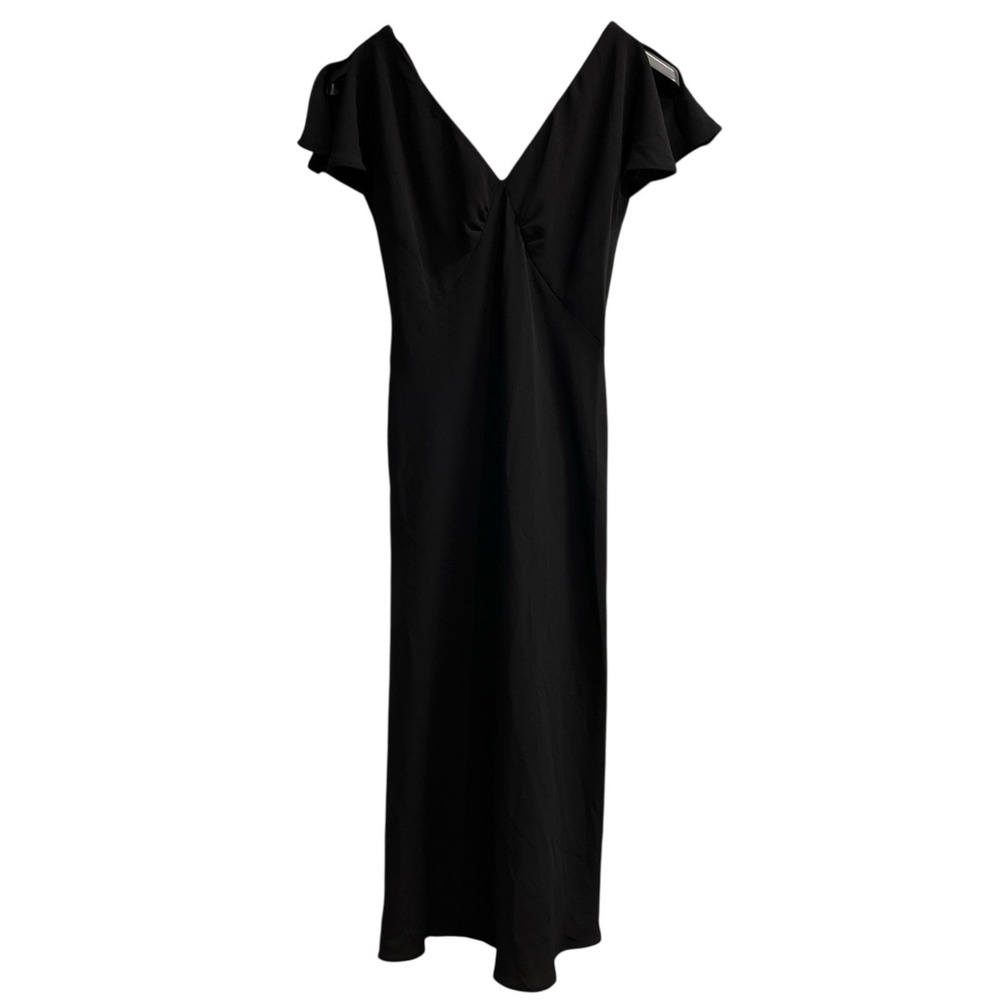 Vintage Jones New York Y2K Dress Women 8 Black Crepe Babydoll Fishtail Maxi Hoco